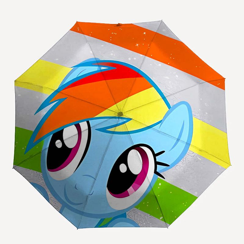 Rainbow Dash, My Little Pony Automatic Opening and Closing, 8 rib Structure Portable Umbrella, Suitable for Men and Women in All Seasons Pe