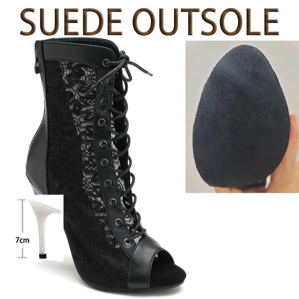 Women High Quality Thin High Heels Comfort Lace-up Boot Stilettos Jazz Dance Female Shoes Street Sexy Booties