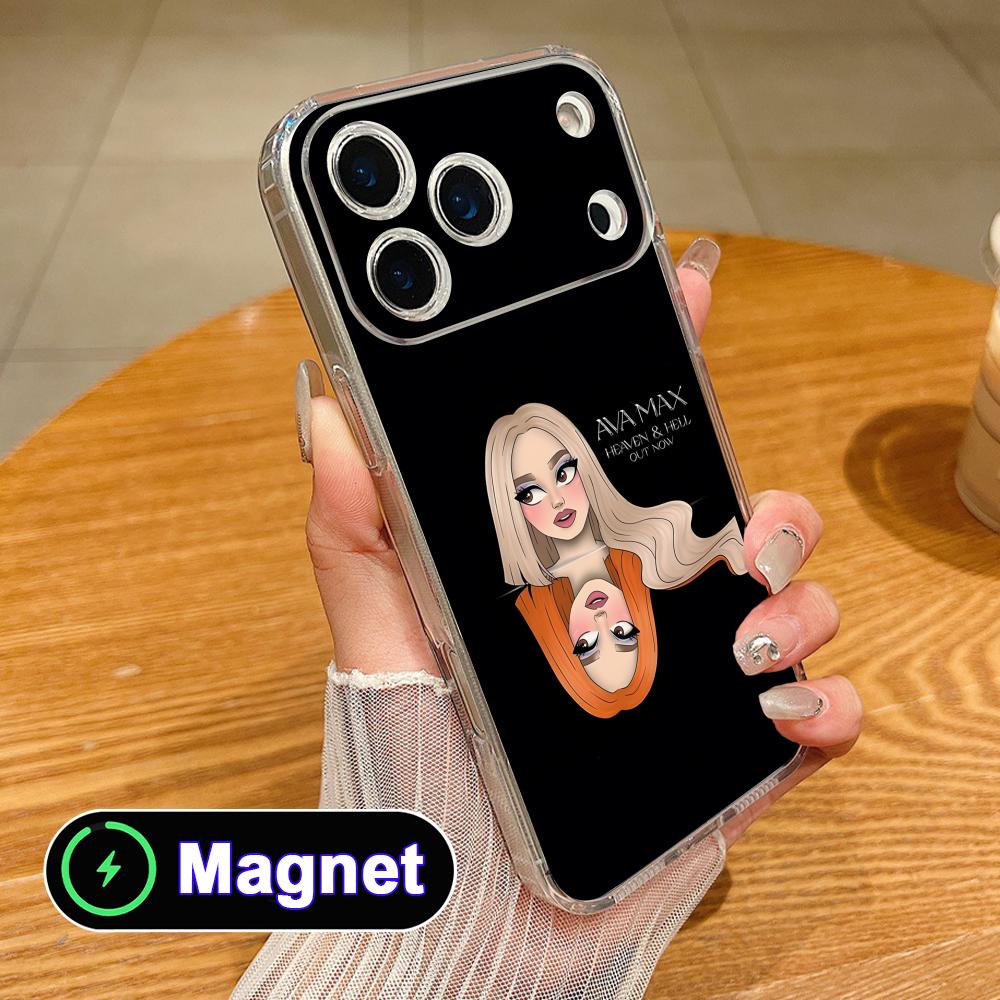 Модный прозрачный чехол для мобильного телефона Ava Max из ТПУ с Magsafe для iPhone 17 16 15 14 13 12 11 Air Pro Max Plus Mini Цветная крышка