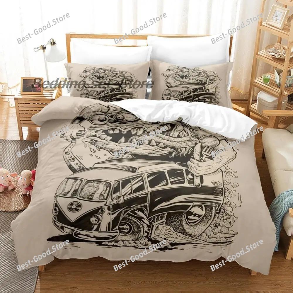 Новый Постельный Комплект Rat Fink Односпальный Полуторный Двуспальный Кингсайз Комплект Постельного Белья Взрослый Детский Спальня Комплекты Пододеяльников 3D Аниме Комплект Простыней