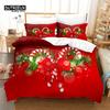 Red Christmas Bedding Set, 3Pcs Duvet Cover Set, Soft Comfortable Breathable Duvet Cover, For Bedroom Guest Room Decor
