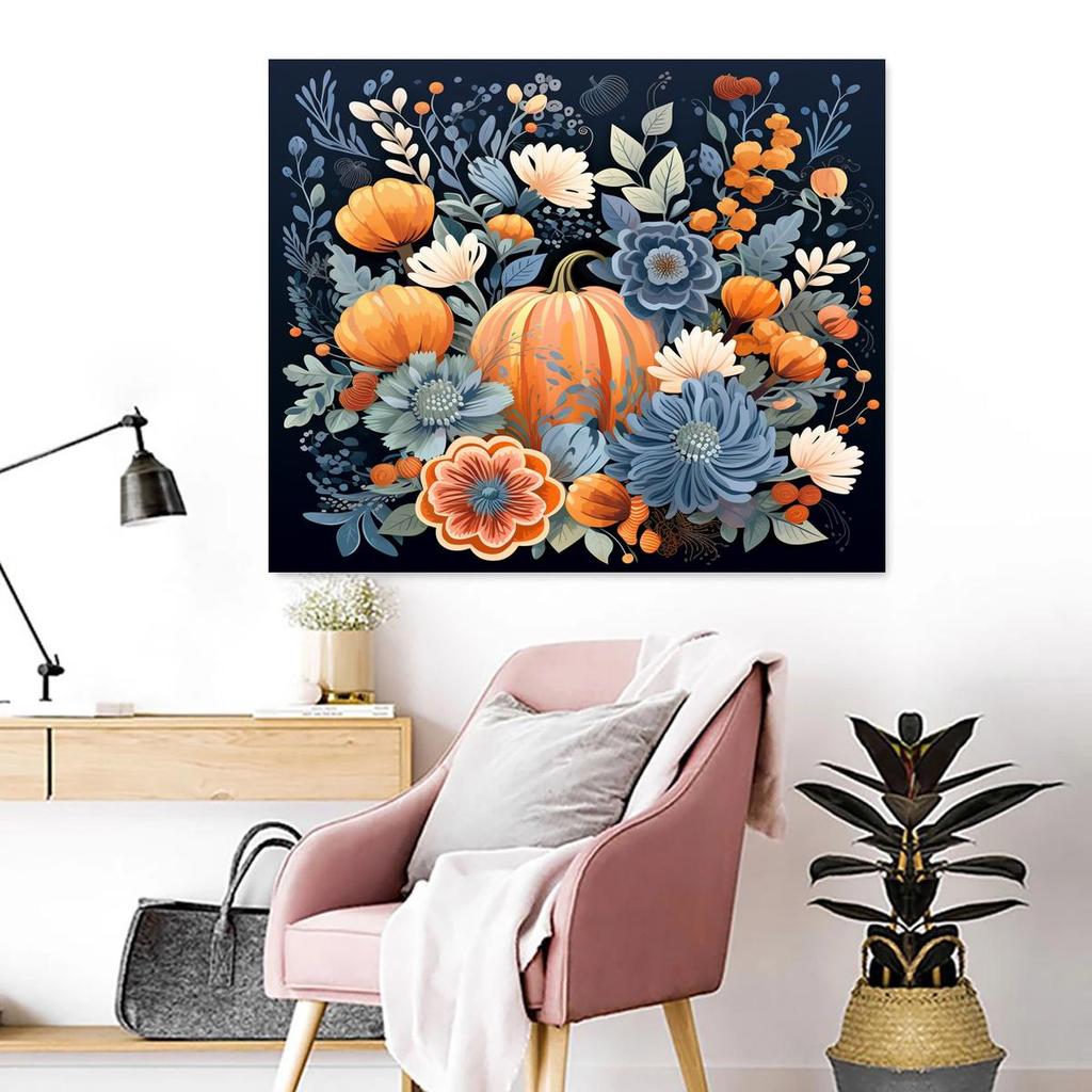 RUOPOTY Frame Painting By Numbers Kits For Adults Oranges Pumpkin Flower Picture By Number On Canvas Wall Art 40x50cm