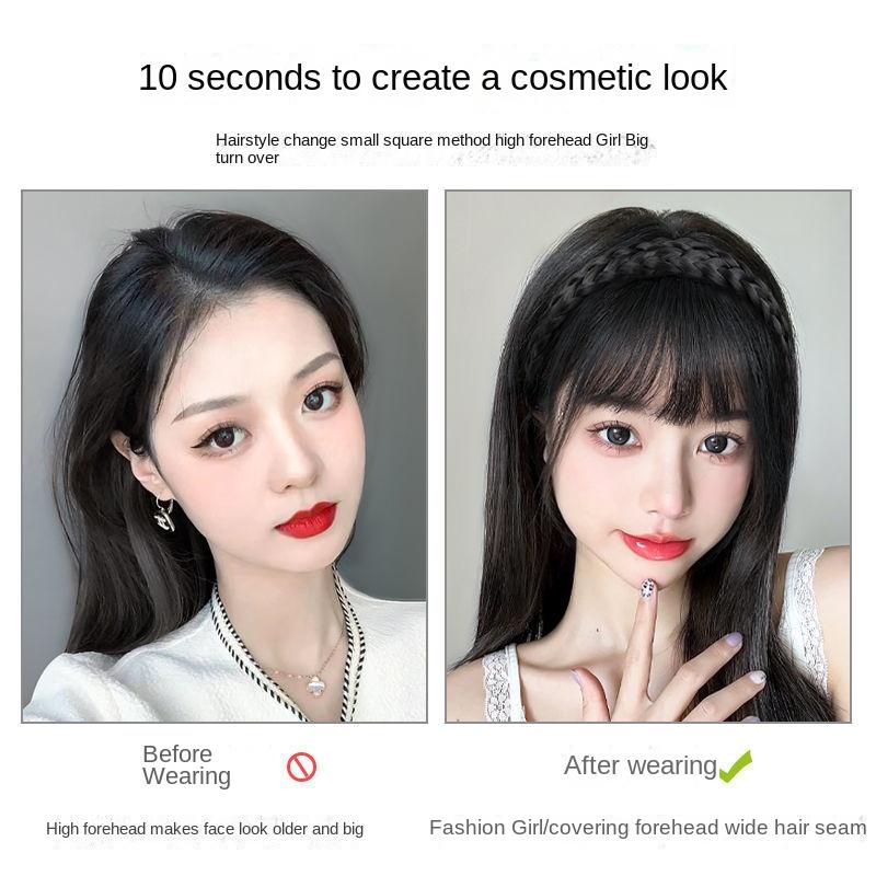 Парик с челкой, повязка на голову, синтетическая челка, наращивание волос, искусственная бахрома, натуральная заколка для волос на шиньоны для женщин, невидимая натуральная заколка