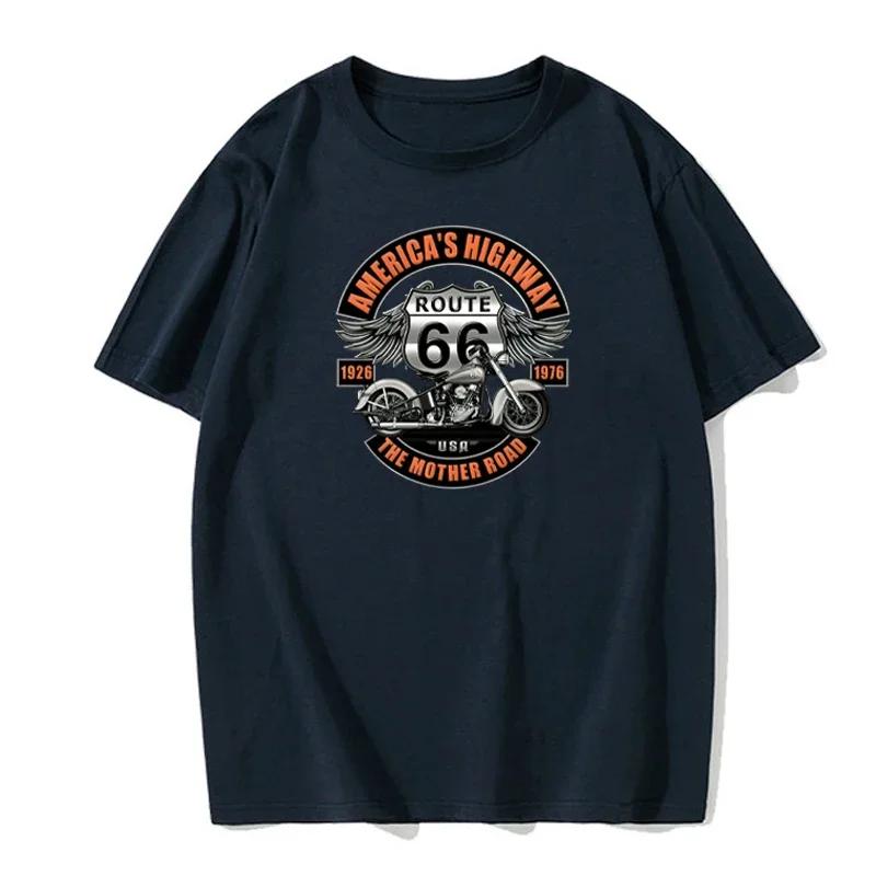 Футболки Americas Highway для мужчин с круглым воротом, 100% хлопок, футболка Route 66 Mother Road Oldschool, футболка, топы European Code