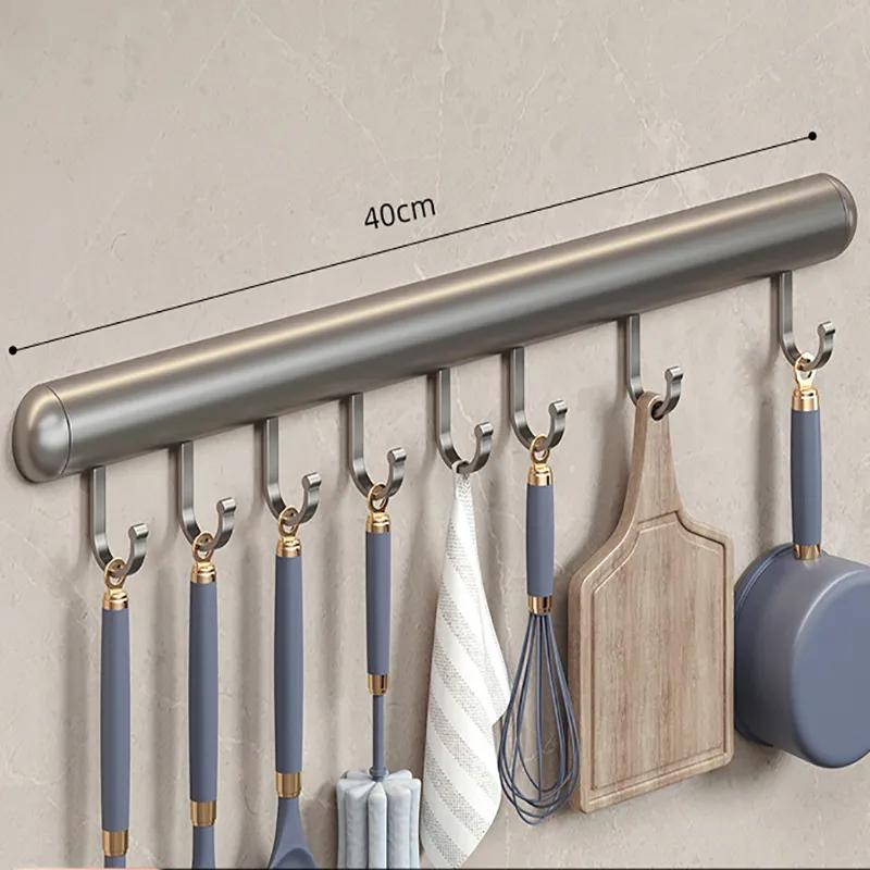 Кухонные крючки Неперфорированные подвесные штанги Кухонные полки для хранения Лопатки Ложки Подвесные полки Алюминиевые крючки Настенное хранение YLE516
