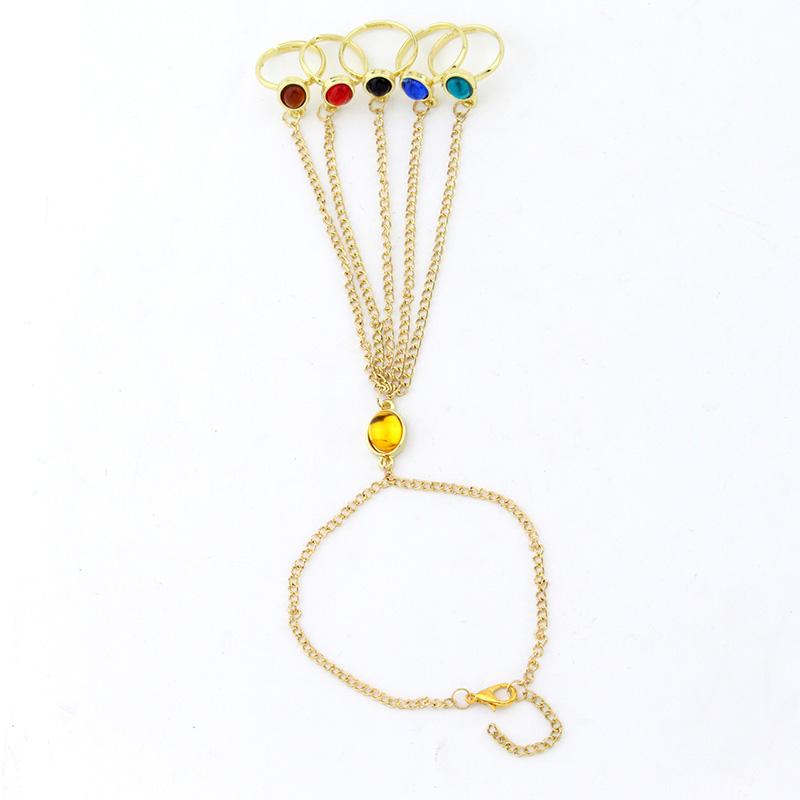 Endgame Thanos Infinity Stones Gauntlet Bracelet Ring Hand Chain Bracelet Prop Iron Man Cosplay Women Men Jewelry Gifts