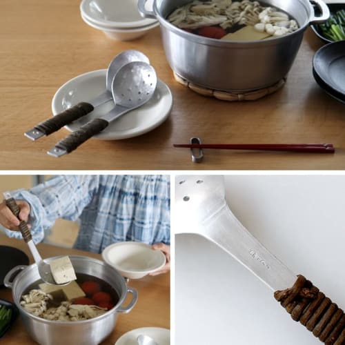 Kobo Aizawa Aluminum Akebia Wrapped Perforated Ladle, Medium, 1207-2