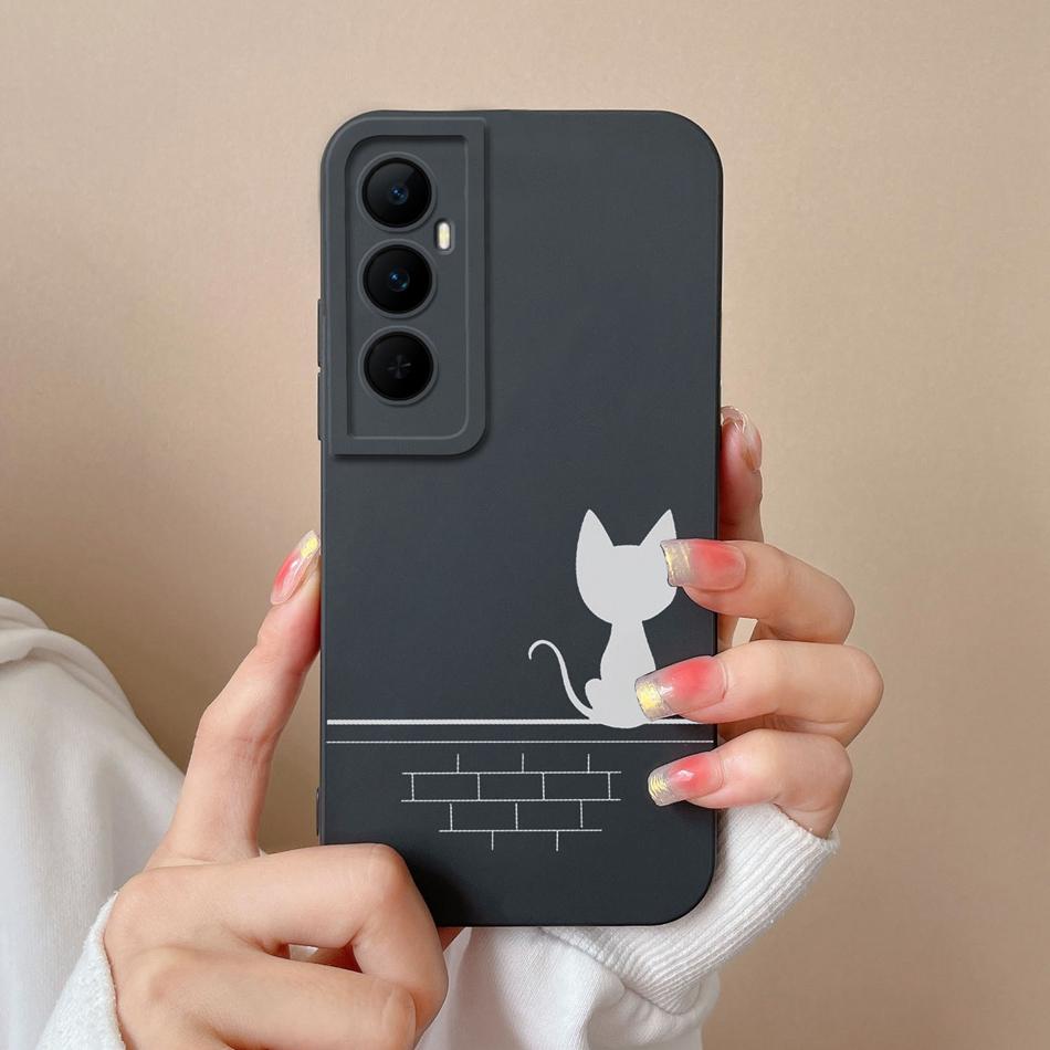 For Realme C65 4G Phone Case Butterfly Cat Ultra Thin Liquid Silicone Camera Protection Back Cover For Realme C 65 Funda Carcasa