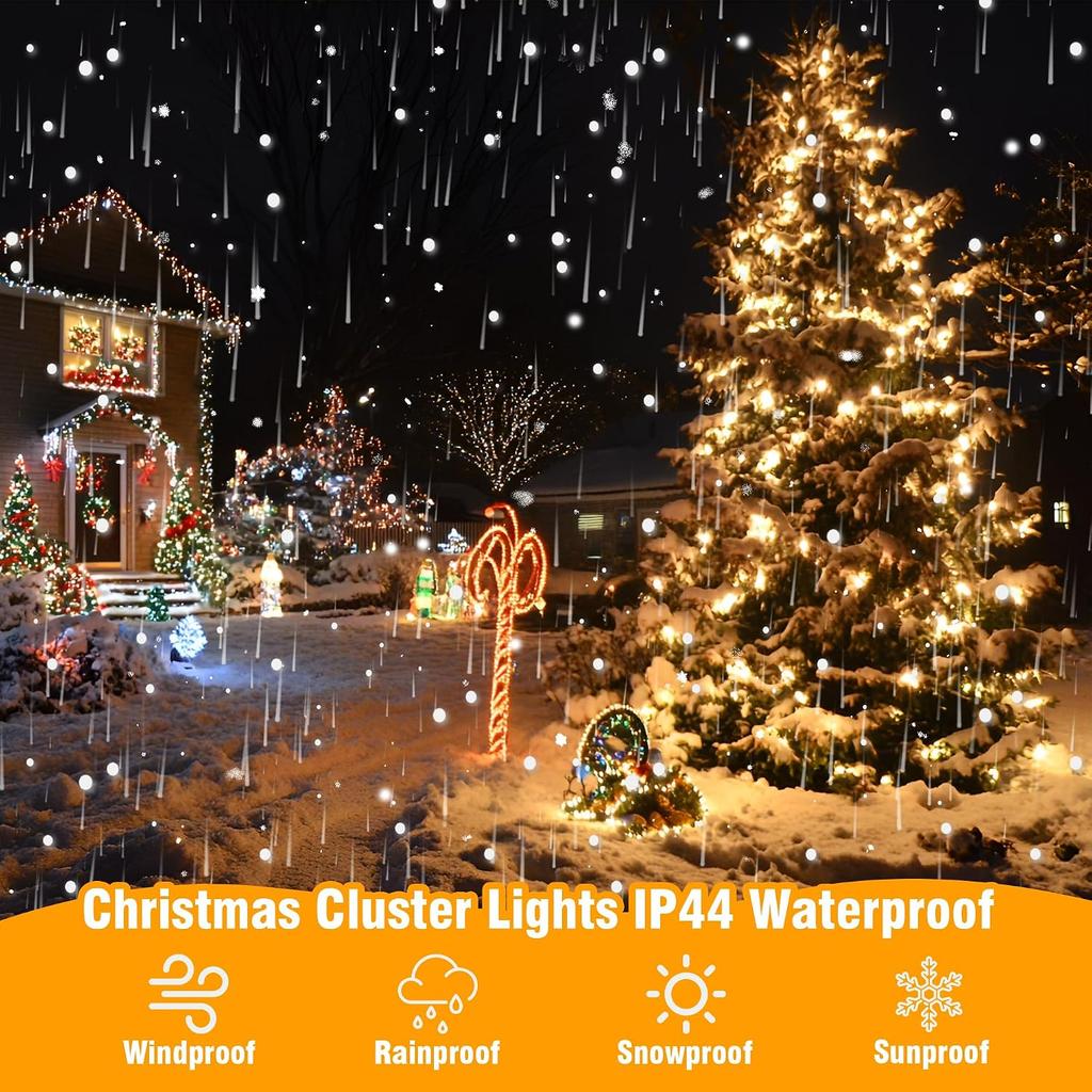 ASENEK Outdoor String Lights 99FT 300 LED Connectable 8 Modes with Timer Decorative String Lights for Xmas Tree Patio Party Warm White
