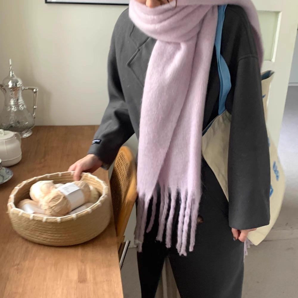 Korean atmosphere Mohair plaid plush scarf women's 1116 autumn and winter warm atmosphere couple scarf