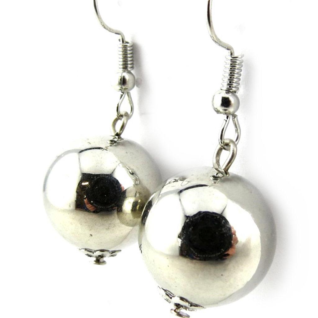 Les Trésors De Lily [N1570] - Silver 'Marble' Earrings (15 Mm)