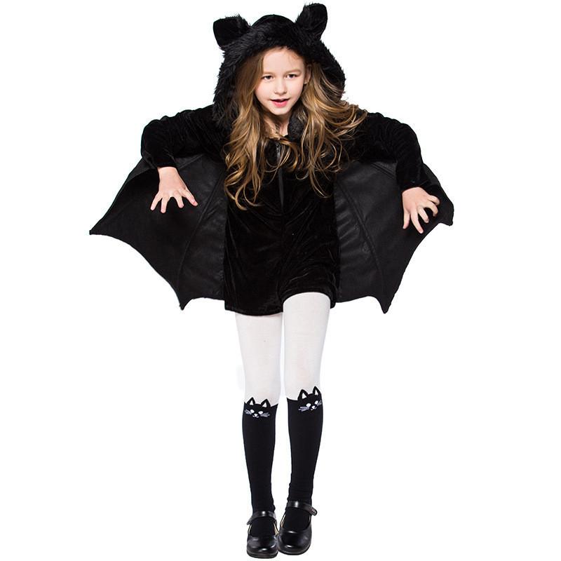 Girls Bat Cosplay Costume With Spandex Blend For Halloween Kids Party Or Stage Shows