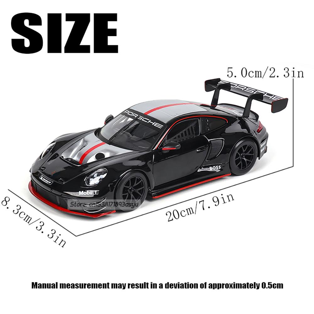 AABKO1 Bburago 1:24 black Porsche 911 GT3 R racing edition die casting alloy car model Art Deco Toy tool gift factory authorization