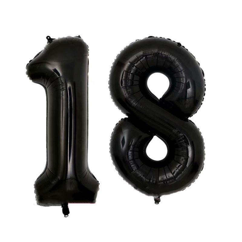 40 Inch Black Figure Foil Number Balloon Anniversary Birthday Party Decoration Adult Bridal Shower Digital Ballon Kids Globo