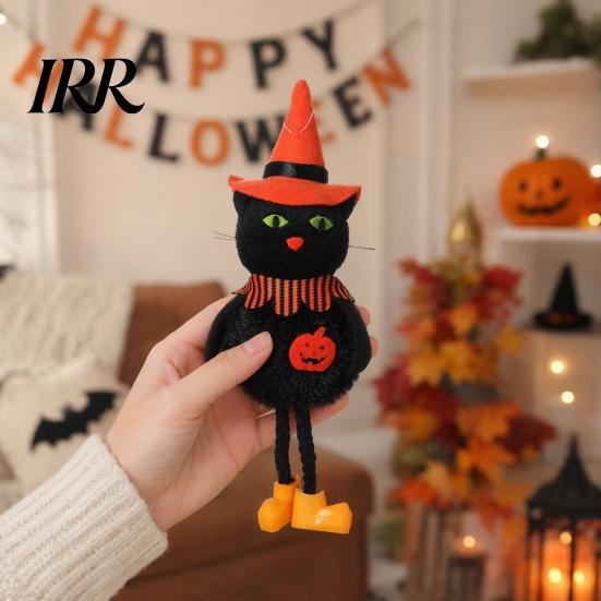 Seasonal Holiday Decoration Halloween Plush Pom Hanging Decoration, Pumpkin/Ghost/Black Cat/Witch Doll Witch Ornament for Tree, Porch, Window