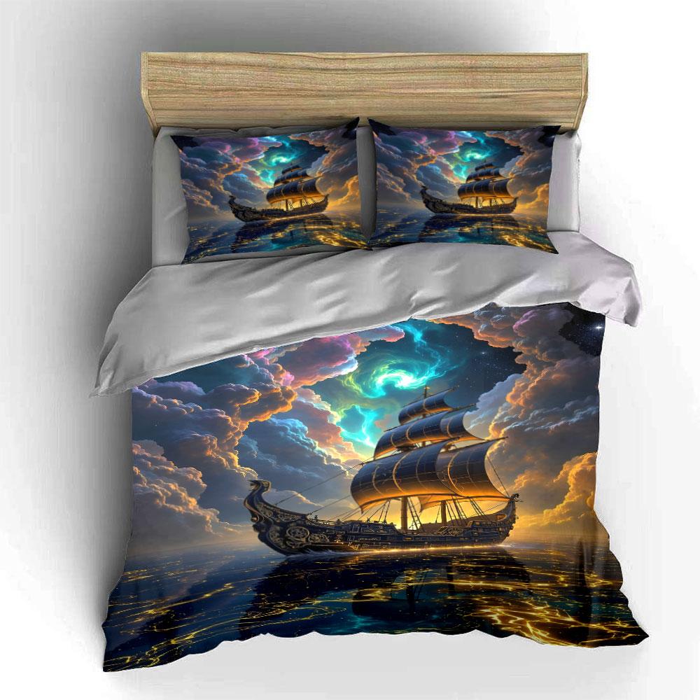 Sailing ship amidst clouds. Bedding sets Duvet cover sets Duvet covers Pillowcases(1 * Duvet Cover 2 * Pillowcases without duvet insert)