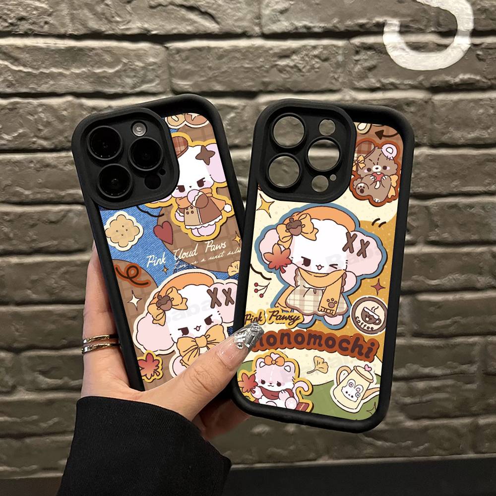 Popular Cute Dog N-Nonomochi Logo For IPhone 17 Pro Max 16 15 14 13 12 11 Plus Black Soft Phone Cover