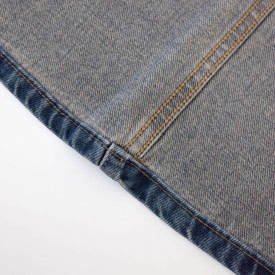 Женская ретро-юбка-миди с высокой талией, джинсовая юбка на пуговицах и молнии с несколькими карманами, дизайн с разрезом спереди, джинсовая юбка из стираной ткани