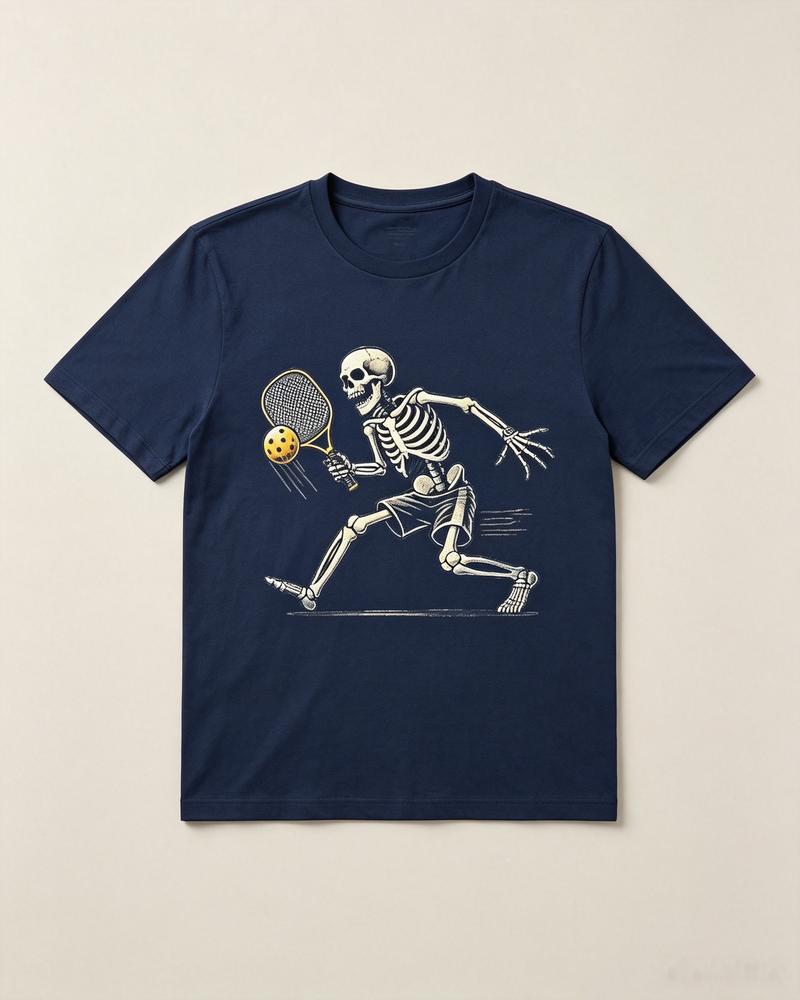 Skeleton Pickleball TShirt Retro Skull Playing Pickleball Graphic Tee Vintage Sports Print Casual Cotton Shirt Unisex Y2k Top
