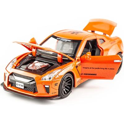 Масштаб 1/32 Nissan GTR, литая под давлением модель автомобиля, игрушечный автомобиль с откатным механизмом, звуком и светом для детей, коллекция подарков для мальчиков и девочек