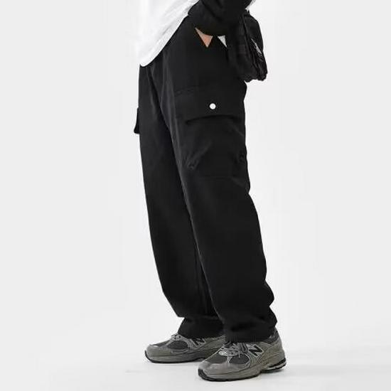 Однотонный мужской японский прямой комбинезон - модный гонконгский стиль, свободный крой, широкие повседневные брюки с карманами