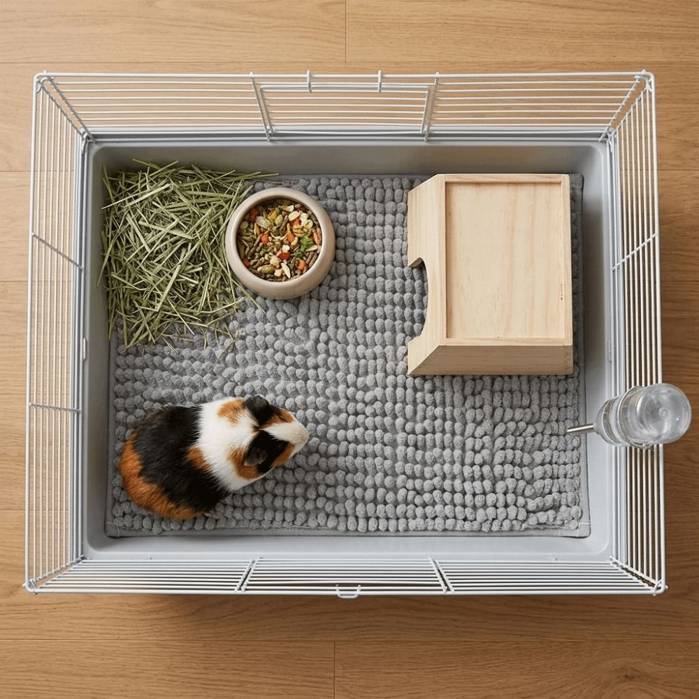 Washable Guinea Pig Cage Liner Non Slip Fleece Bedding Mat Soft Washable Pet Pad Guinea Pig