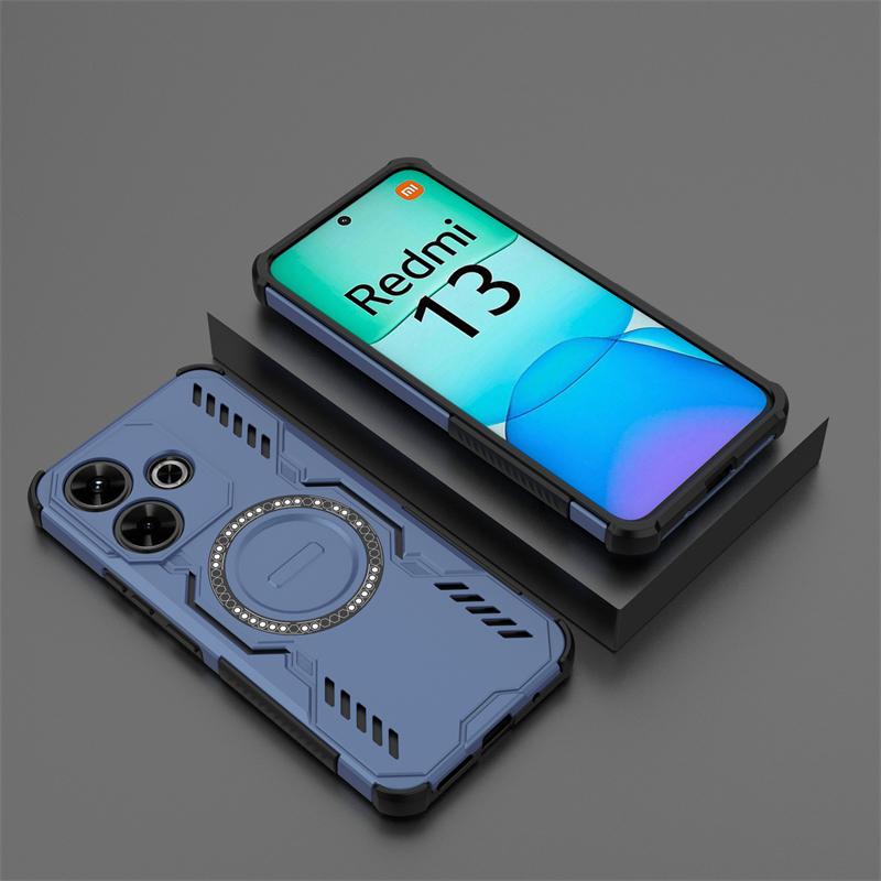 Чехол для Xiaomi Redmi 13 Для Redmi 13 4G Ударопрочный Противоударный Магнитная Адсорбция Беспроводная Зарядка Задняя Крышка Для Чехла Redmi 13