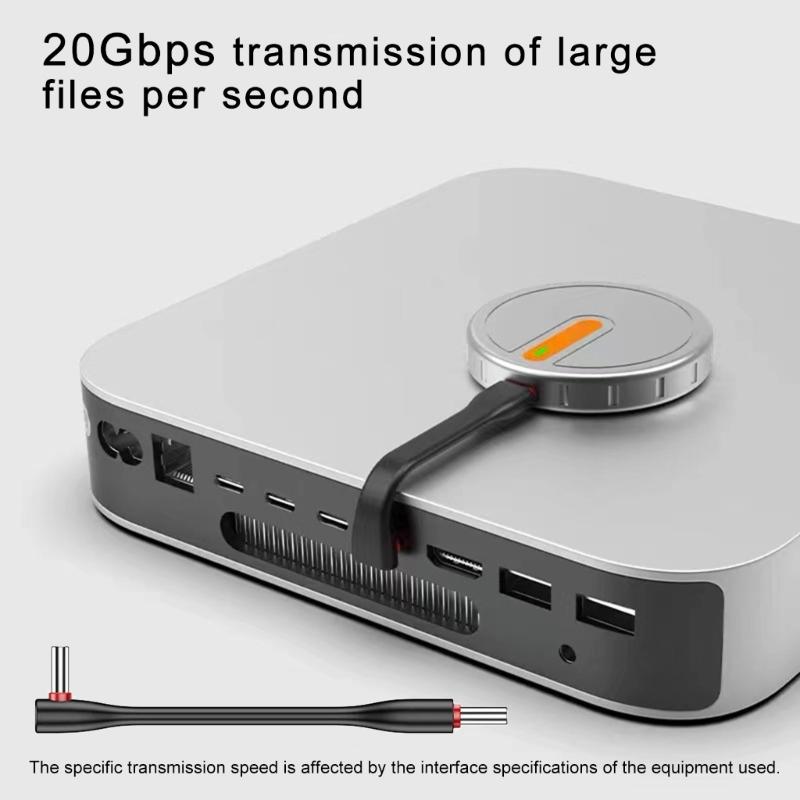 Многоразовый короткий кабель USB C — USB C 60 Вт Power Delivery Маленький двойной USB C с изгибом Магнитные крепления для использования
