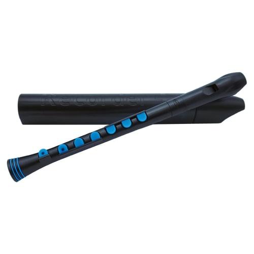 NUVO Soprano Recorder, Baroque Style, Recorder+(B), Silicone Keys, Black/Blue, N320RDBBL-B, Includes Case and Fingering Chart
