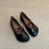 Round Toe Thick Single Order Shoes for Women's New Style with A Single Strap and Shallow Mouth Mary Jane Shoes Ballet Shoes