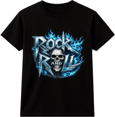 Футболка Rock N Roll с огненным черепом, тяжелый металл, готика, винтажная футболка