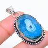 Natural Blue Solar Quartz Gemstone 925 Sterling Silver Pendant 1.85" W2i23