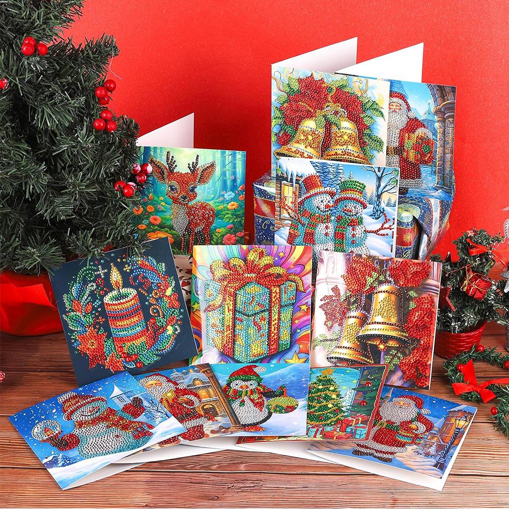 12pcs Christmas 5D Diamond Painting Greeting Card with Envelop 30 X 15cm