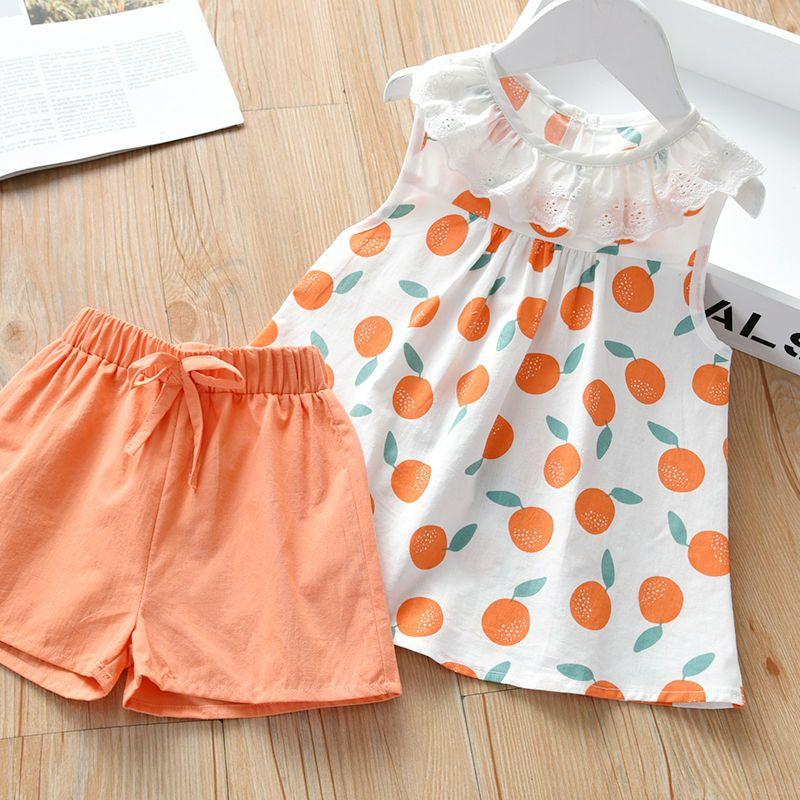 Летний повседневный комплект из двух предметов для девочек, новый универсальный комплект верхней одежды для детей от 1 до 5 лет, комплект с шортами
