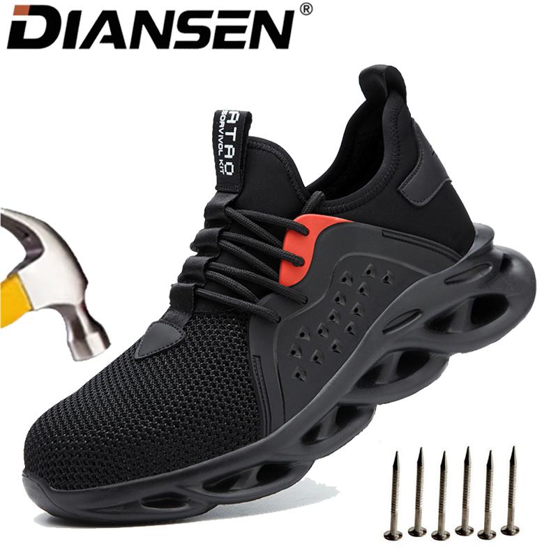 Men'S Boots Men Non Slip Work Shoes Comfortable Soft Anti-Puncture Steel Toe Sneakers For Construction And Exploitation Site