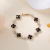 Black Four-Leaf Clover Bracelet