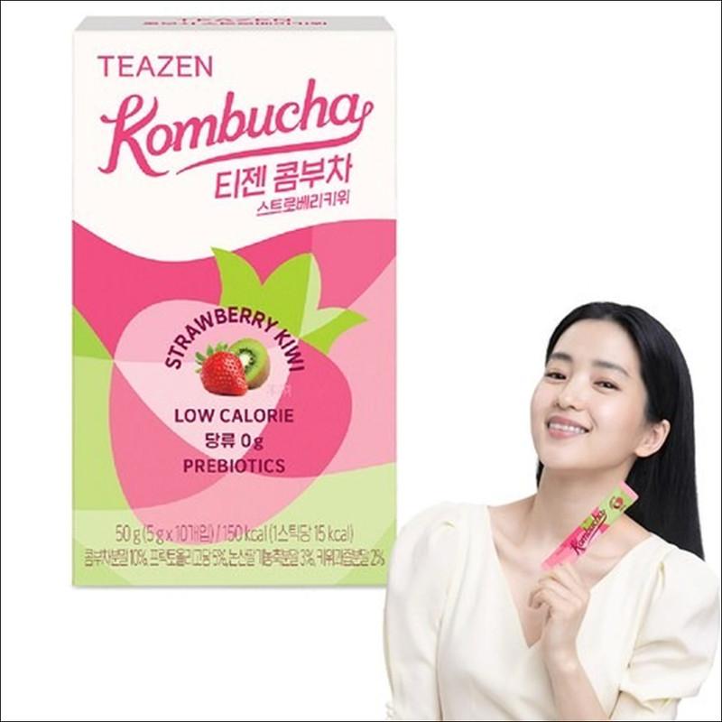 Teazen Комбуча Клубника Киви Чай 10 стиков / Низкокалорийный, Без сахара, Пребиотики