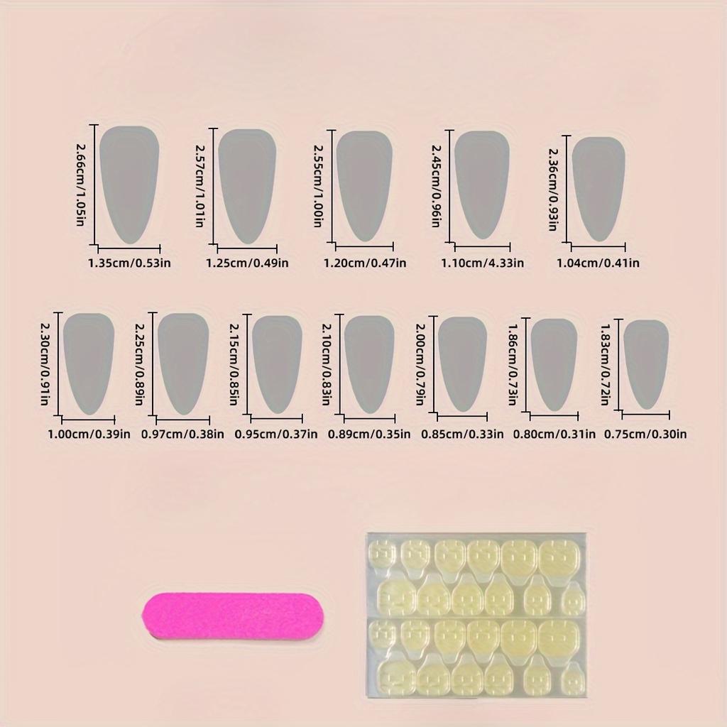 24 шт. Средний миндальный пресс на ногтях, накладные ногти с золотым листом, полное покрытие накладных ногтей для женщин и девушек