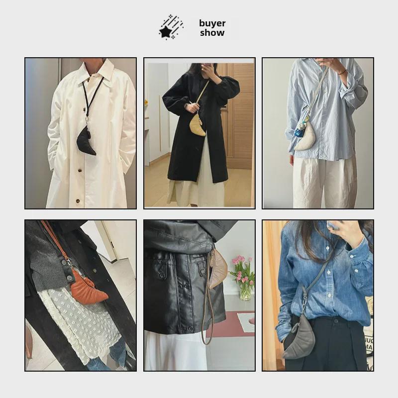 Мини-сумка-круассан из натуральной кожи LE для наушников и ключей - женская сумка-мессенджер из овечьей кожи.