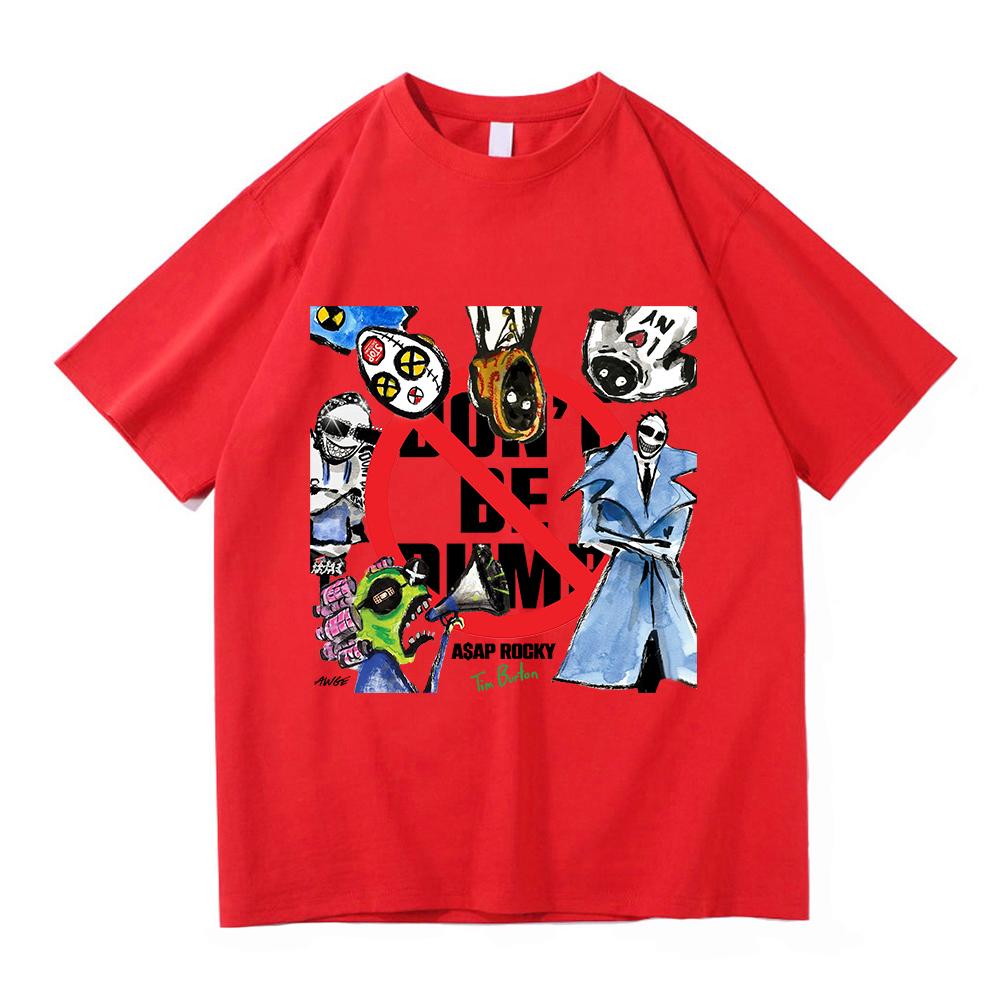 AAP ASAP Dont Be Dumb album graphics 100cotton mens shirt 2026 Summer fashion Oneck Womens Y2k Hip Hop Short Sleeve Tshirt