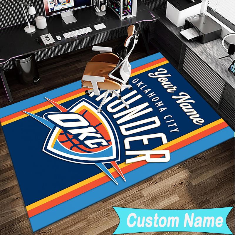Custom Name Rug Thunder OKC Basketball Area Rug Suitable for Indoor And Outdoor,Carpets for Homes, Offices,Living Rooms,Home Decor,Christmas Gift