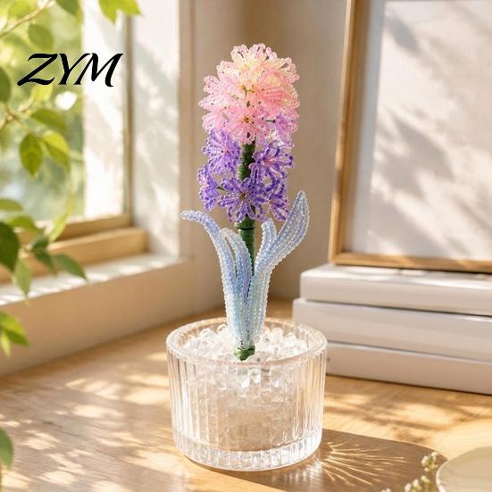 Beaded Flower Making Kit DIY Hyacinth Kit, 3D Beading Art Crafts Set, Kids Floral Decor Set Handmade Themed for Adults Beginners