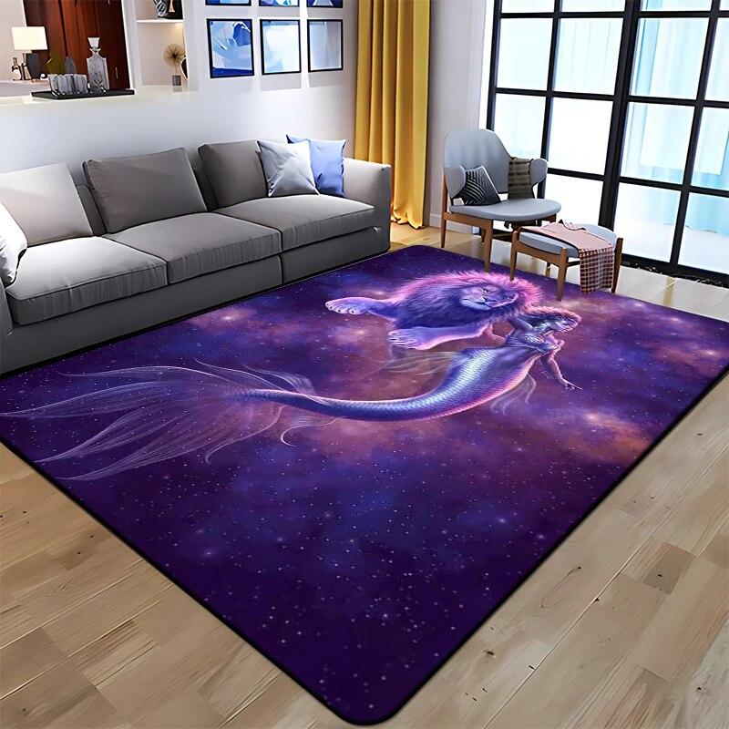 Twelve Constellations Printed Carpet Household Rug Children's Room Living Room Chair Bedside Modern Simple Floor Mat Kawaii Rug