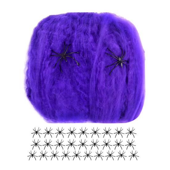 Colorful Halloween Spider Web Stretchable Cotton Cobwebs Elastic Scary Party Scene Props for Halloween Christmas Eve Parties