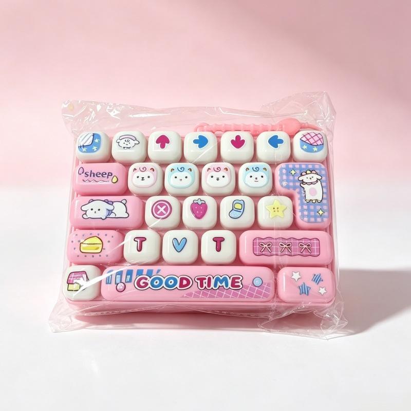 Stress Relief Simulated Keyboard Pendant 26 Key Fidget Bell Charm Cute Animal Decor for Portable Travel Use