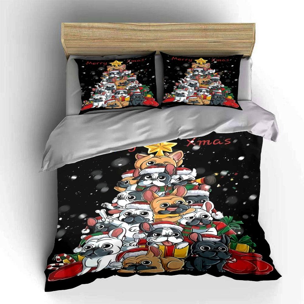 Dogs arranged as Christmas tree. Bedding sets Duvet cover sets Duvet covers Pillowcases(1 * Duvet Cover 2 * Pillowcases without duvet insert)