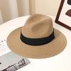 Beach Straw Hat Solid Color Wide Brim Sunshade Anti-UV Breathable Foldable Color Matching Summer Vacation Sun Cap Unisex Travel Hat