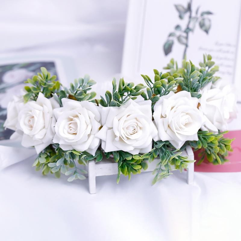 Регулируемая цветочная гирлянда Ручной работы Венок из роз Повязка на голову с лентой для свадьбы Фестиваля Путешествий Фотореквизит