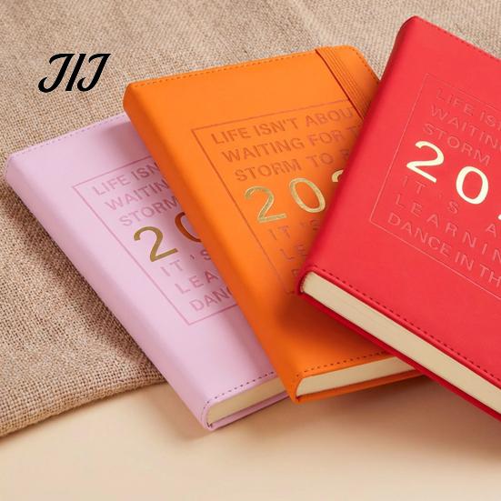 Блокнот с бумагой, устойчивой к чернилам, для офиса 2027, еженедельник на английском языке, формат A5, 320 страниц, с резинкой, академический календарь, отделения для ручек и других предметов, годовой