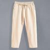 9-point Men Summer Thin Sports Straight Cylinder Pants Cotton Linen Material Casual Long Pants Men Beach Pants